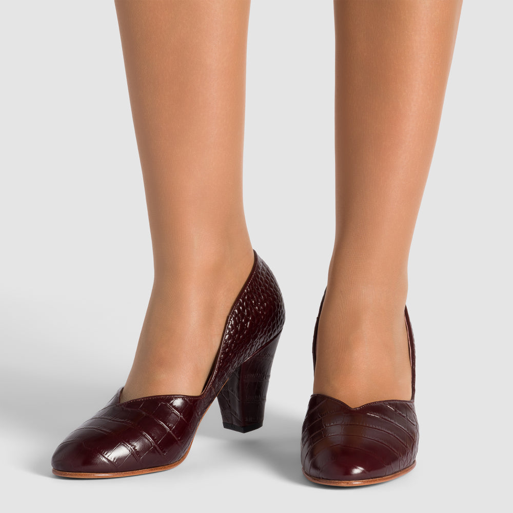 Marilyn Vintage Pumps Wide (Mock Croc Cordovan) – American