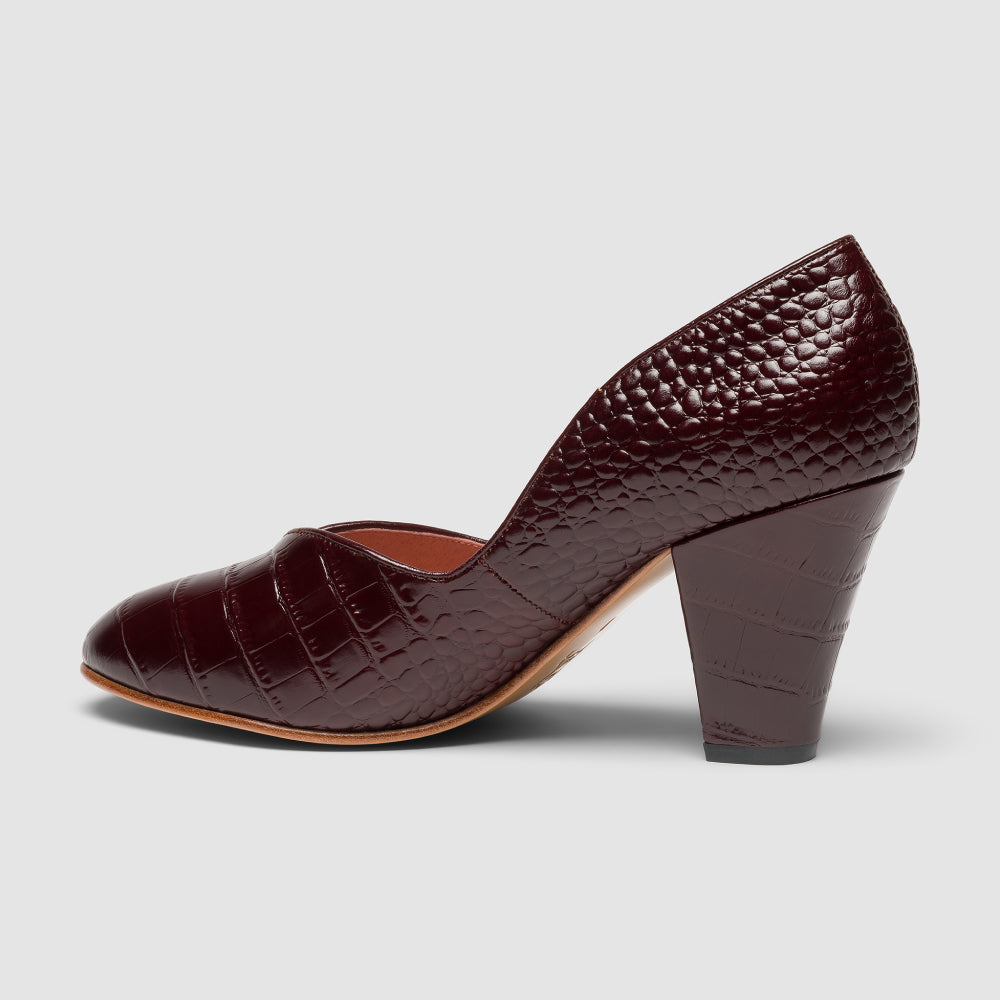 Marilyn Vintage Pumps Wide (Mock Croc Cordovan) – American Marilyn Vintage Pumps Wide (Mock Croc Cordovan) – American