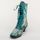 Flora Embroidered Boots Wide (Emerald Green)