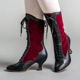 Camille Edwardian Boots (Burgundy/Black)