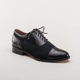Gladys Vintage Cap Toe Oxfords (Black)