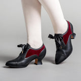 Lucille Edwardian Oxfords (Black/Burgundy)